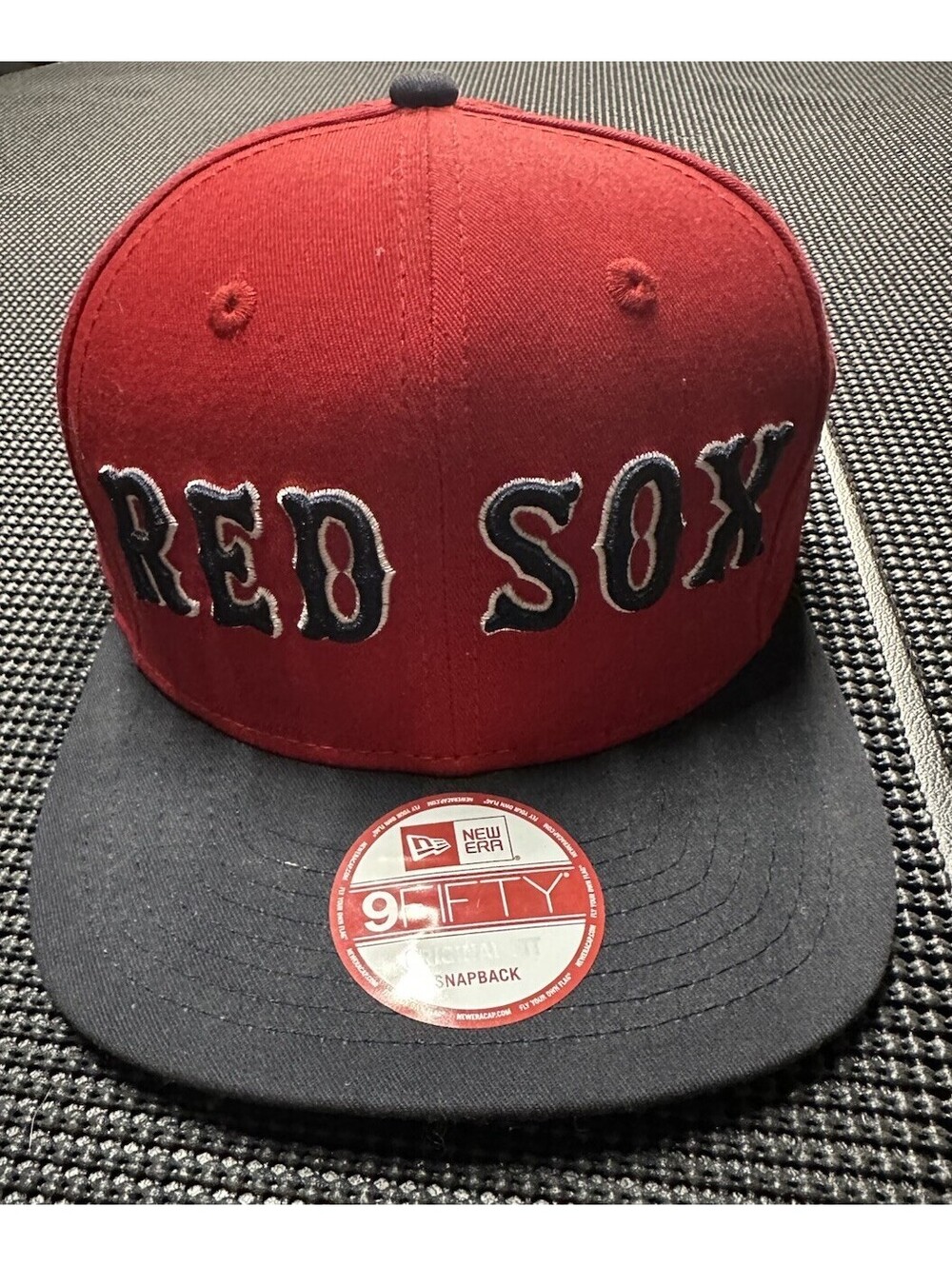 Boston Red Sox New Era 9FIFTY Snapback Hat Red Black MLB Script Cap